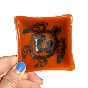 Handpainted Sea Turtle Fused Glass Dish - Perfect for Plates
