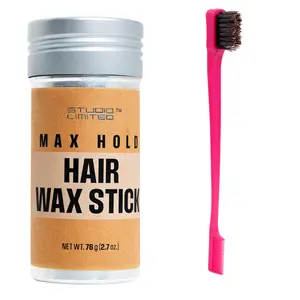 STUDIO LIMITED Hair Wax Stick Max Hold 2.7oz/76g (2 Pcs/Brush 1)