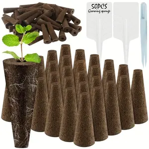 50pcs Hydroponic Planting Foam Set with 10 Plant Tags and 1 Clip, Ideal for Indoor and Garden Hydroponic Growth, Hydroponics Growing System