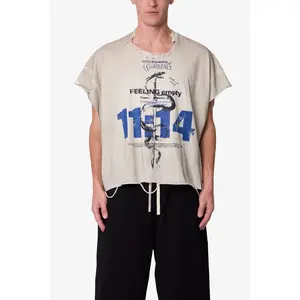 mnml Tattered Cut Off Tee - Off White