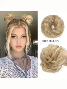 Human Hair Buns Chignon Ponytail Hairpiece Updo Donut Real Hair Extensions Flexible Elastic Band Human Hair Extensions