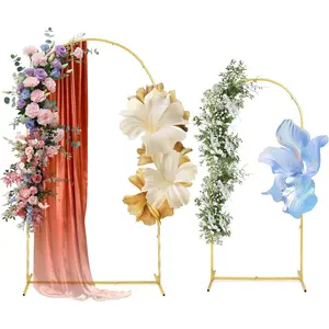Arch Backdrop Stand Set of 2 (7.2FT and 6FT), Gold Wedding Stand for Wedding, Baby Shower, Birthday, Graduation, Indoor,, Balloons Flowers, Stable Base, Easy to Assemble