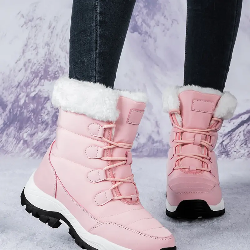Women's Lace Up Lightweight Hiking Boots, Sporty Warm & Non-slip Snow Boots for Outdoor Activities, Sports Shoes for Women