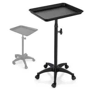 Salon Tray Cart on Wheels, Tattoo Tray Rolling Trolley - Adjustable Height, Hair Color Tray and Hair Stylist Tray, Storage Utility Cart for Clinic Spa Rolling Tray (Black)