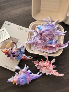 2-piece/6-piece set of conch shaped fashionable bohemian style Boho printed large hair clip suitable for women's travel and vacation