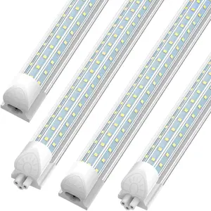 GE 4-Pack  8FT LED Shop Light, 90W 11700LM 6500K Cool White, Super Bright 300° D-Shape, Linkable T8 Tube Light Fixtures, 4 Pack 8 Foot LED Lights for Garage, Warehouse, Workshop ETL