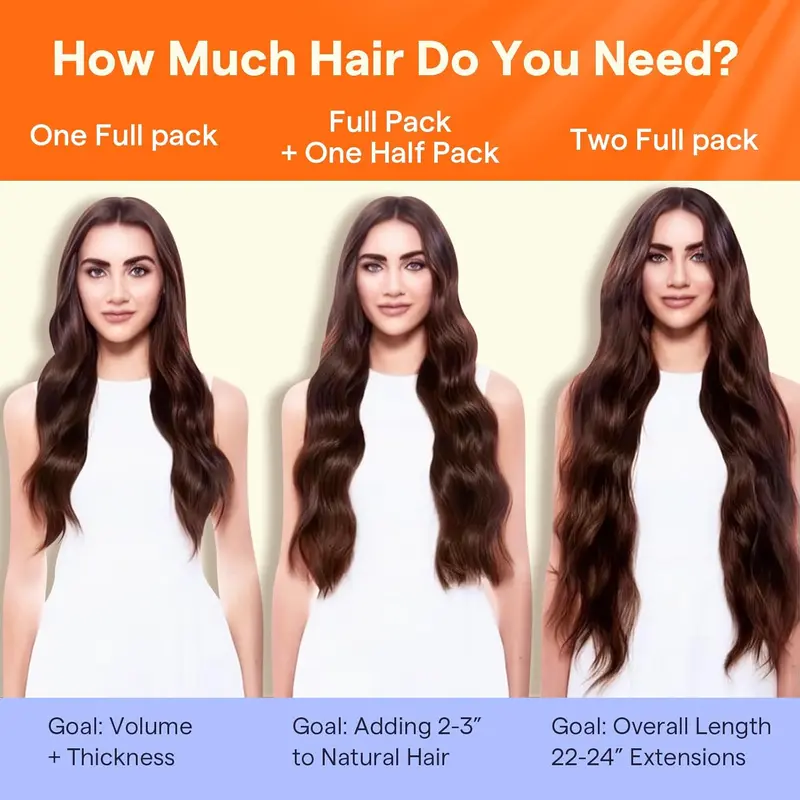 Full Shine Clip In Hair Extensions Real Human Hair 7 Pcs  display picture 3