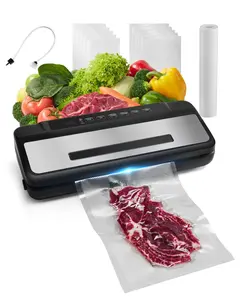 7-In-1 Vacuum Sealer Machine For Home Kitchen, Fast Compact Automatic Food Saver 120W With Bags And Roll, Air Sealing System, Dry And Moist Modes, Durable Countertop Appliance For Freshness Preservation