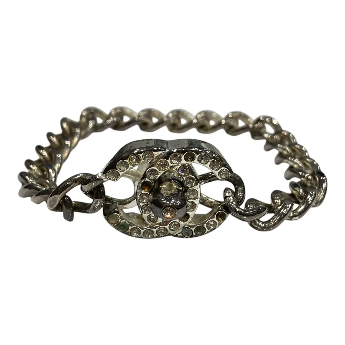 Pre-owned CHANEL Brass Small Leather Goods Coco Mark Turn Lock Bracelet