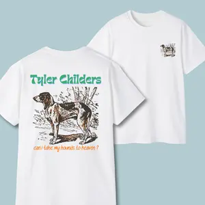 Tyler Childers Can I Take My Hounds to Heaven Double Sided Graphic Tee, Tops Unisex Classic Dog Illustration T-Shirt,  Menswear