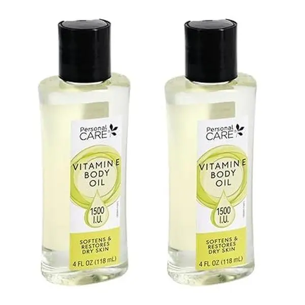 Vitamin E Body Oil for Dry Skin, Lightweight Quick Absorb Formula to Smooth and Moisturize, Daily Personal Care - 4 FL OZ (Pack of 2), Body Care, Hydration Boost, Multi-Pack, Apply Directly, Delta Brands Inc., No, Moisturizer, Silky