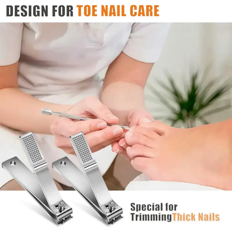 5-Pack Large Toenail Clippers Straight Edge, 3.15 inch Long Handled Non-Slip Toenail Clippers for Seniors Adults, Stainless Steel Big Toe Nail Clippers Bulk Set for Men Women (Silver)