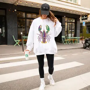 Mardi Gras Crawfish Sweatshirt Gildan Heavy Blend Cotton/Poly Fleece Womenswear Graphic Apparel