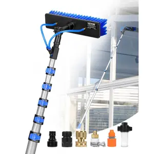 VEVOR Water Fed Pole Kit, 36FT Solar Panel Cleaning Pole with Extendable Handle, 180 Rotatable Brush Head 65.6FT Hose, Household Outdoor Window Cleaner Tool for Caravan Solar Panel Deck