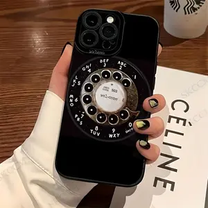 Retro Vintage Rotary Phone Pattern Phone Case Cover, Compatible with iPhone 17/17 Pro/17 Pro Max/16/16 Pro/16 Pro Max/11/11 Pro/11 Pro Max, Protector