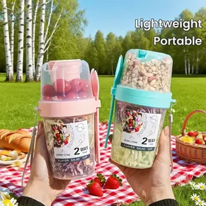 Portable Salad Cup Set with Fork & Lid, Reusable Food Storage Box for Snacks, Durable Design for School Office Use, Lightweight & Healthy Eating, Snack Box Container