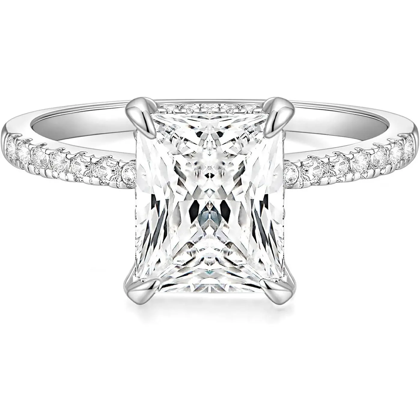 Engagement Ring for Women Radiant Cut Cubic Zirconia Wedding Band CZ Promise Anniversary Ring Size 6-10
