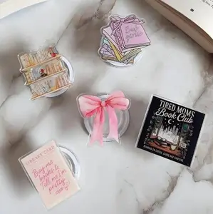 Pink Coquette Bow Pop grip, Library Card Phone Magsafe grip, Bookish Kindle Grip, E-reader Kobo, Paperwhite Colorssoft Book Lover, Gift for her
