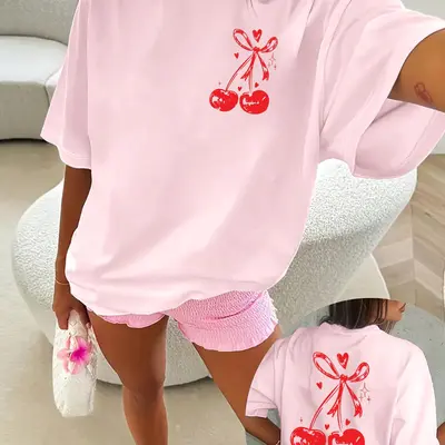 2025 Ropa Mujer Summer T Shirts Women Short Sleeve O-neck Tees Y2k Tops Sweet Bow Tshirts Loose Fashion Casual Korean T-shirt