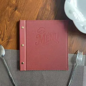 1pc Square PU Leather Menu Folder with Debossed Logo, Hardcover Menu Cover Restaurant Menu Holder Bar Sign, Coffee Shop Specialty Plate, Durable and Stylish Design