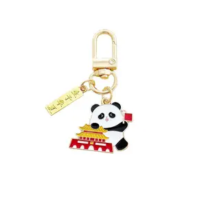 Chinese Style National Day Panda Keychain Festive Blessing Pendant Creative Cultural Gift Bag Charm Accessory
