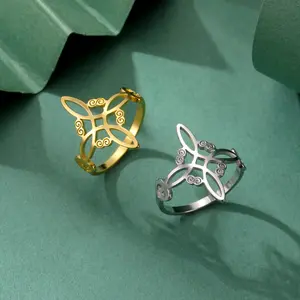 TEAMER  StainlessSteel Witches  Knot Ring
