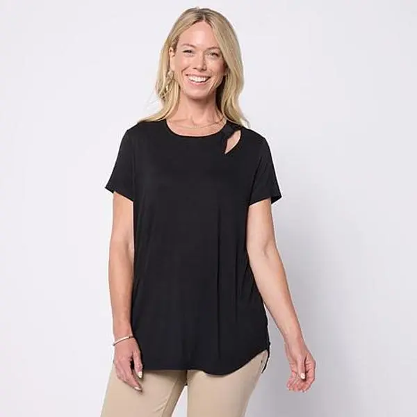 Hue Knit Top with Asymmetrical Bow Detail