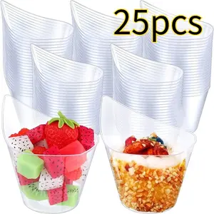 25Pack Style Reusable Dessert Cups – Clear Pudding & Yogurt Bowls for Ice Cream, Jelly, Parfait | Perfect for Parties, Weddings, Bakeries & Holiday Displays