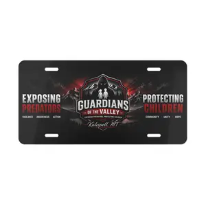 Guardians of the Valley Logo Vanity Plate | Exposing Predators Protecting Children