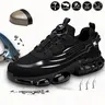 Men's Cuban Design Steel Toe Worker Work Shoes - Lace-Up Breathable Indestructible Slip Resistant Safety Footwear, Puncture-Proof Sole, Reinforced Impact Protection, Lightweight Walking Shoes for Warehouse Work