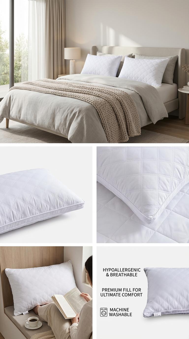 Hotel Luxury at Home - 2 Pack Ultra Soft Bed Pillows, Cloud-Like Comfort for All Sleep Positions