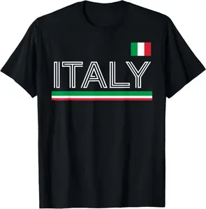 Italy Gift Flag Italy Vintage Italia Italiano Italian Summer Casual Shortsleeve Cotton T-Shirt