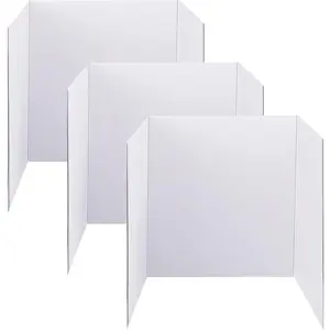 Trifold Poster Board, 24" x 16", White Corrugated Project Boards for Science Fairs, Event Displays, and Business Presentations, School Projects, 3-Pack