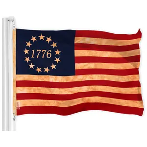 G128 Betsy Ross 1776 Tea-Stained Flag | 3x5 Ft | LiteWeave Pro Series PRINTED 300D Polyester | Historical Flag, Indoor/Outdoor, Vibrant Colors, Brass Grommets