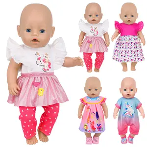 DEARBEI (Excluding Dolls) 4-piece set of 16-18 inch pink doll clothes, clothing, skirt, suitable for newborn baby doll changing game, suitable for holiday/birthday gifts, Valentine's Day gifts