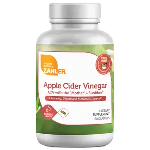 Zahler Cider+Fiber - Apple Cider Vinegar & Fiber for Digestive Health Prebiotic Benefits & Overall Wellness Supplement 60 Capsules - Fitness