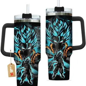 STORMMECH- Goget4 DBZ 40oz Handle Tumbler – Saiyan Warrior Stainless Steel Travel Mug, Anime Inspired Vacuum Insulated Cup, Large Iced Coffee Tumbler, Manga Fighter Drinkware, Otaku Gift for Him Her