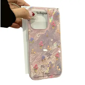 Transparent Iridescent Floral Phone Case| Colorful Tiny Flowers Design for iPhone glitter