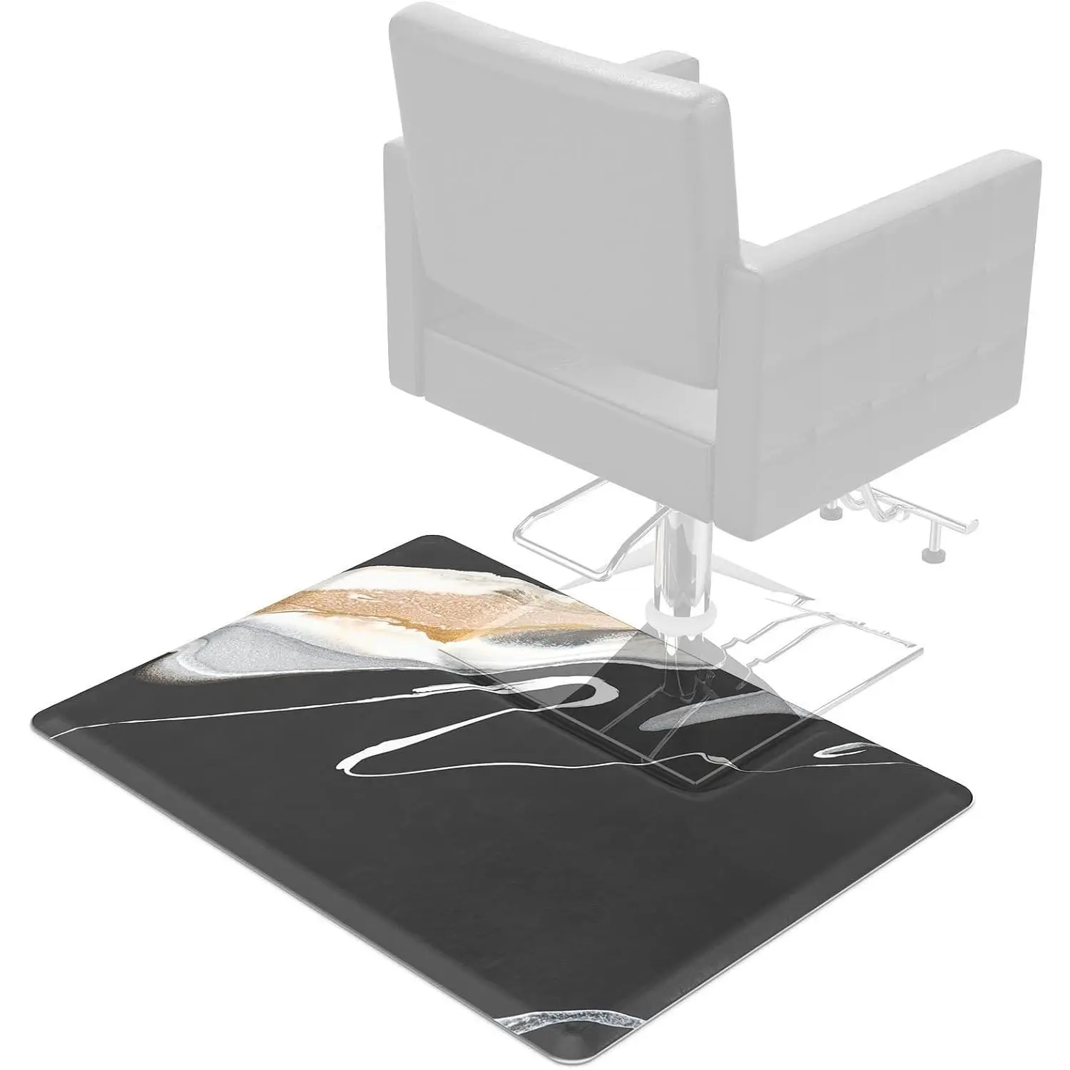 OmySalon Salon Mat for Hair Stylist Anti Fatigue, 3 ft. x 4 ft. Comfort Barber Floor Mat with Square Base, Hairdresser Standing Mat, Anti-Slip Easy Cleaning
