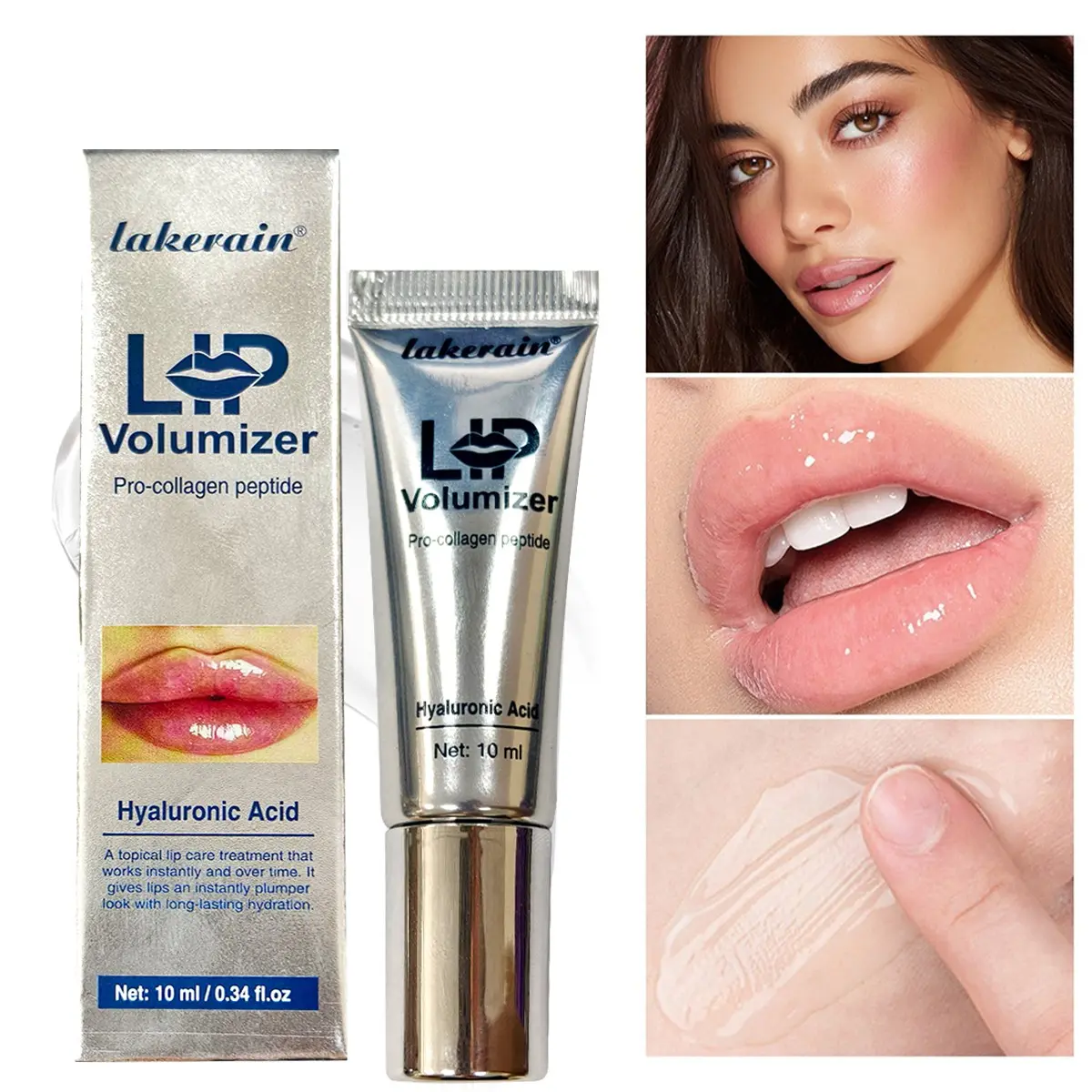 Hyaluronic Acid Lip Plumping Essence, Gentle Glossy Lip Plumper, Moisturizing and Hydrating Liquid Lip Gloss, Moisture Hydrate, Moisturizer, Instantly Fills and Highlights Lips, Suitable for All Skin Types