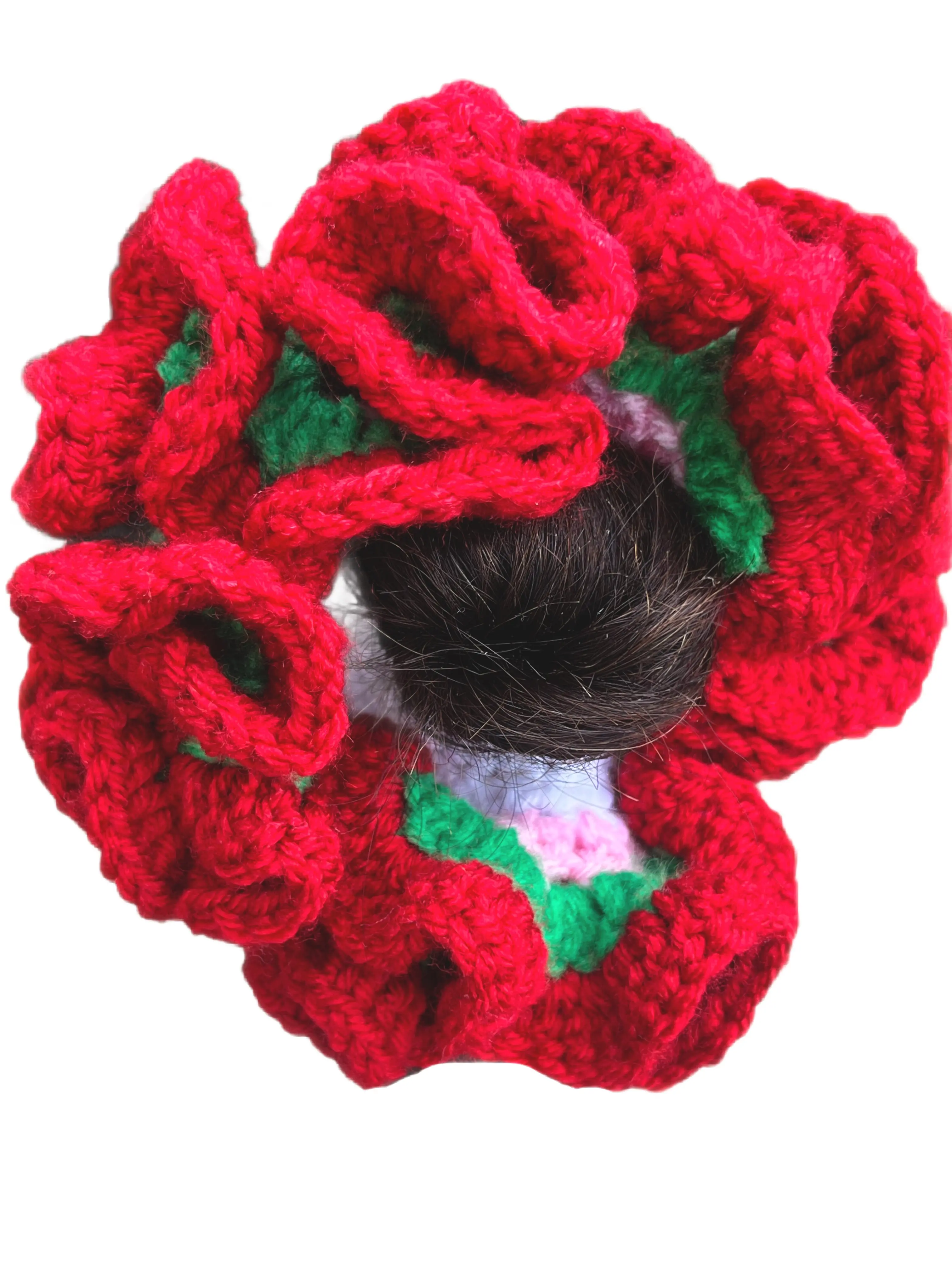 Ruffled Oversized Crochet Scrunchie Fit For Ponytails
