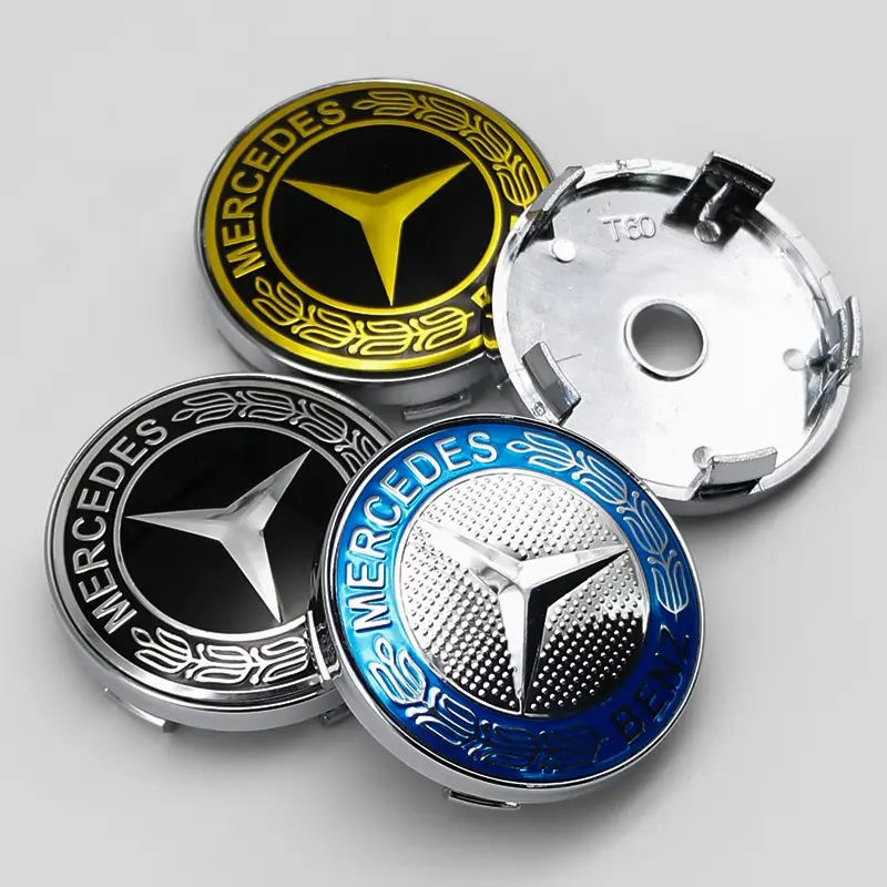4Pcs ABS 60mm Wheel Center Cover Hub Cap Logo for Mercedes Benz A Class B Class C Class E Class S Class GLC GLK CLA W212 W213 C200L Car Wheel Rim Accessories Decoration Automotive Replacement Car Decorations
