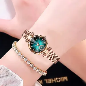 Women's Elegant Luxury Quartz Watch Ultra-Thin Stainless Steel Band Diamond-Cut Crystal Rhinestone-Adorned Face for Casual & Formal Wear Ideal Christmas Gift