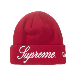 Supreme New Era Script Beanie Red