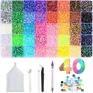【Summervibes】18000 or 36000Pcs Resin Jelly Rhinestones for Crafting Bedazzling Multicolor 3mm Flatback Gems for Clothes Tumblers Shoes Nails Flat Back Mixed Color Bulk Bedazzler Kit Crafting Book Shoes Nail Art Glitter Decorative Nails Glam Pack Glitter
