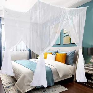 Canopy Bed Curtains, 4 Corner  Canopy Bed Curtain , Bed Canopy Curtains ,  Bed Canopy Curtains for Decor , Adult Bedroom Bed  Rooms Bassinet, Bed Curtains Tents Netting White