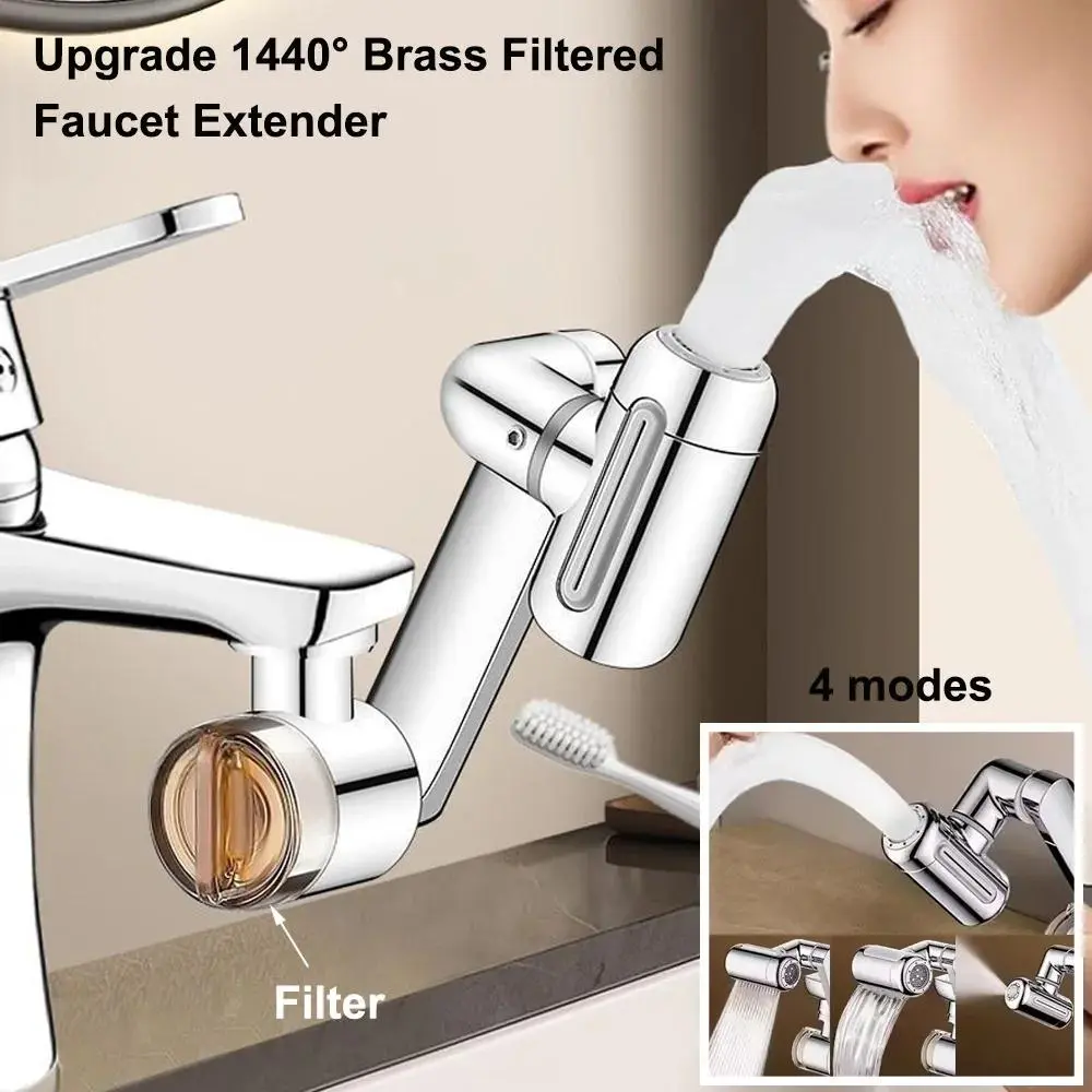 Brass Filtered Faucet Extender- 4 Modes/ Universal Compatibility