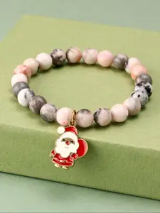 Christmas Natural Stone Beaded Bracelet, Handmade Unique Holiday Jewelry Gift for Women & Girls, Perfect Accessories for Festive Season