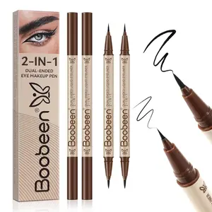 Boobeen 2pcs Liquid Eyeliner, Dual-Ended Eye Liner with Thick Tip and Precise Brush Tip, Waterproof Black Liquid Liner Pen, Matte Finish, All Day Wear, Smudge-proof,Brown Cosmetic Product Blend