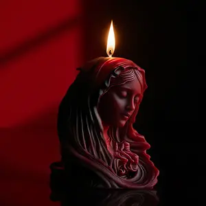 Saint Statue Silicone Candle Mold DIY Religious Figure Embossed Candle Making Supplies for Handmade Aromatherapy Crafts Large 3D Sculpture Molds Food Grade